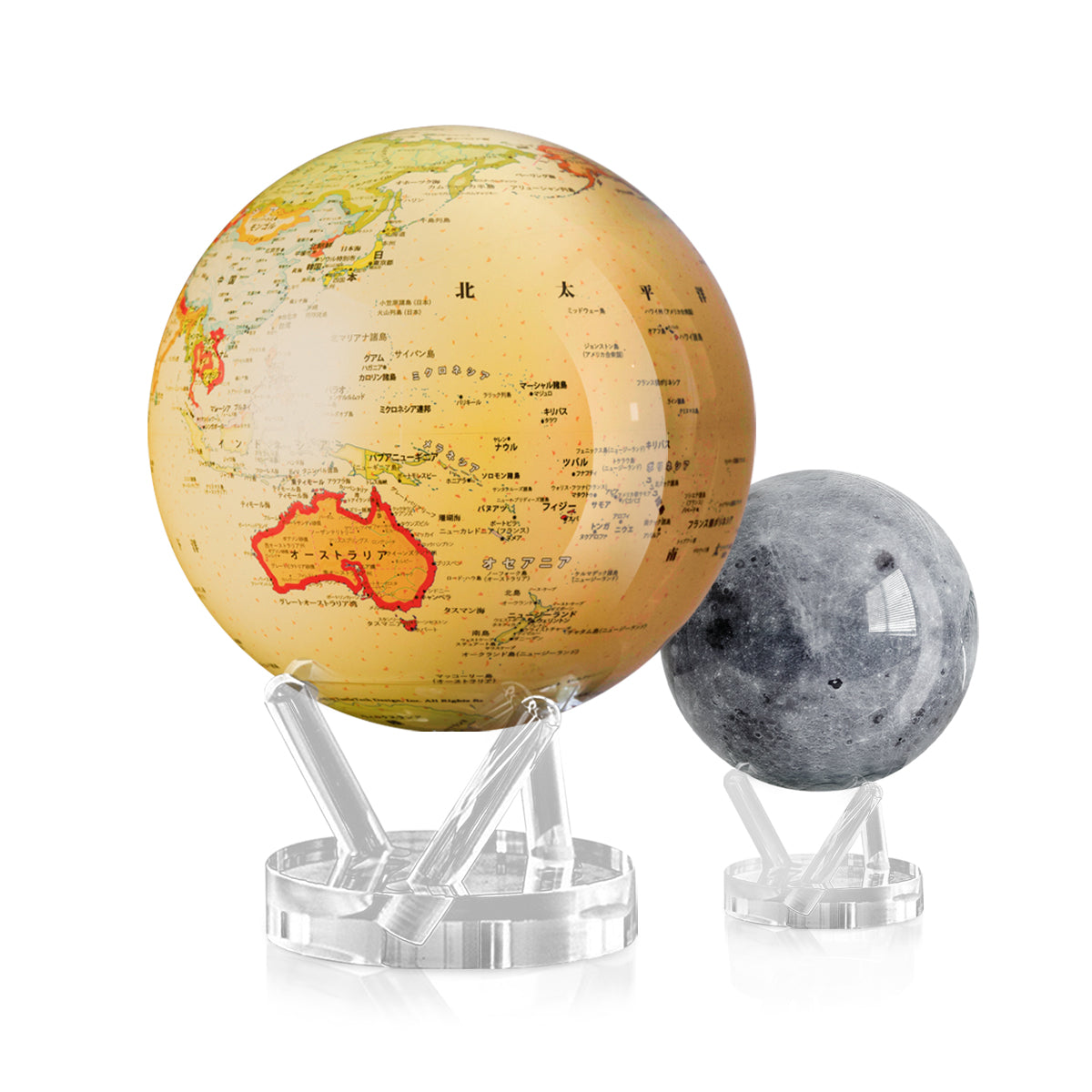 イエロー世界地図：日本語版 × 月